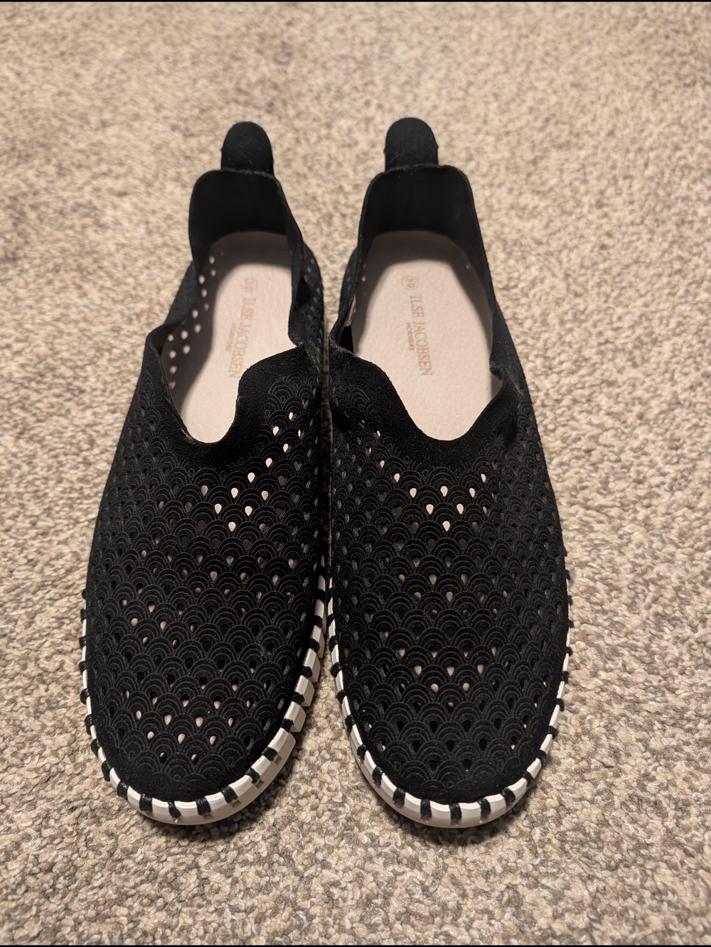 Ilse Jacobsen Black Knit Slip-On Loafers